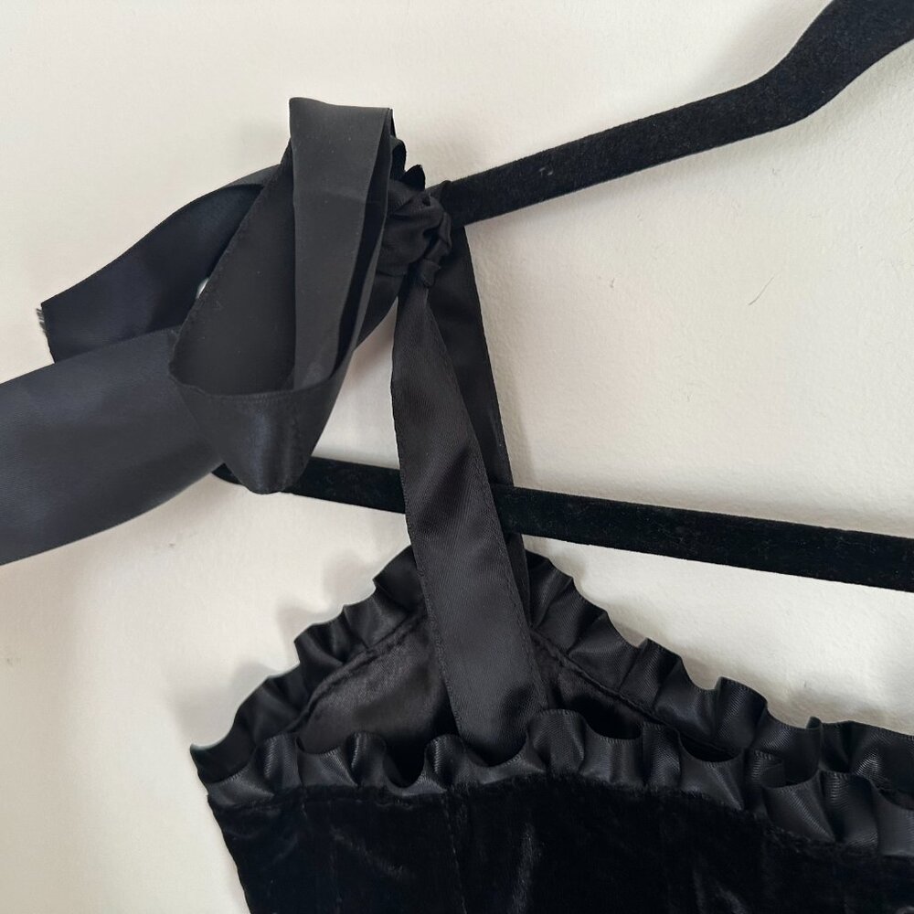Dolls Kill Widow NWOT Night Whispers Velvet Satin Trim Lace Up Corset Medium - Picture 8 of 12